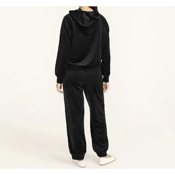 NWT J.CREW Black Velour Tracksuit Jogger Set Size Medium - Picture 1 of 5